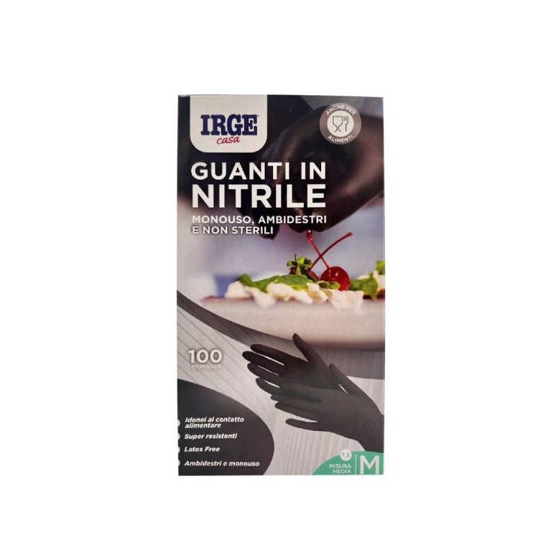 GUANTI MONOUSO NITRILE MEDIUM NERO 100PZ