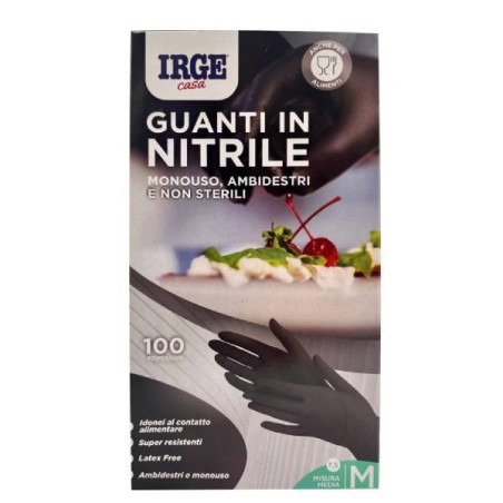 GUANTI MONOUSO NITRILE MEDIUM NERO 100PZ