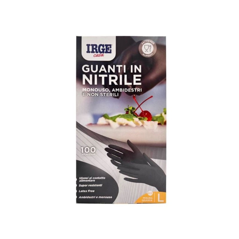 GUANTI MONOUSO NITRILE LARGE NERO 100PZ