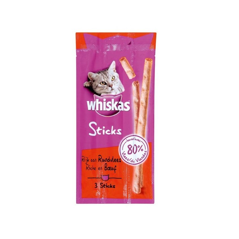 WHISKAS STICKS MANZO 18GR