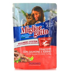 MIGLIORGATTO STRACCETTI SALMONE E TONNO 100GR