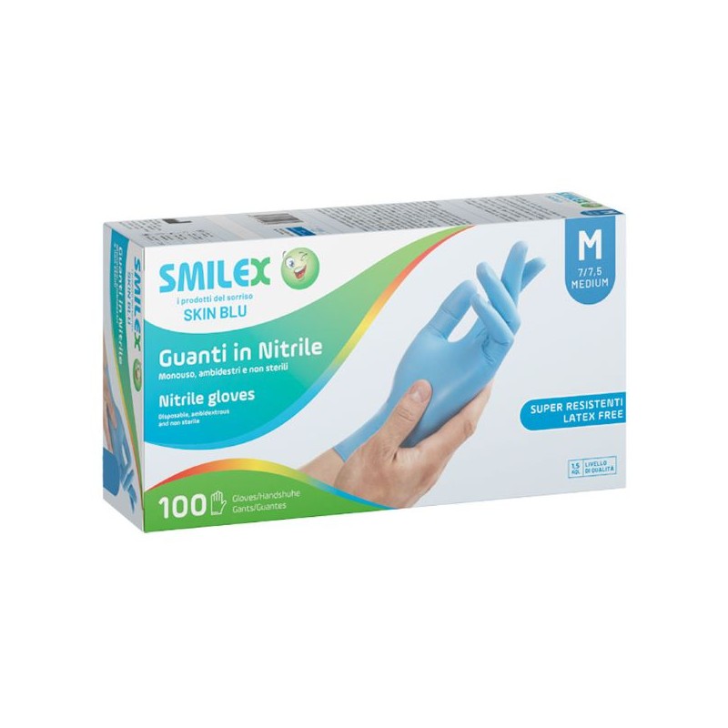 SMILEX GUANTI NITRILE BLU TG.M 100PZ