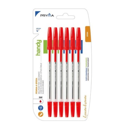 PRYMA PENNA SFERA HANDY 1MM 6PZ ROSSO BL