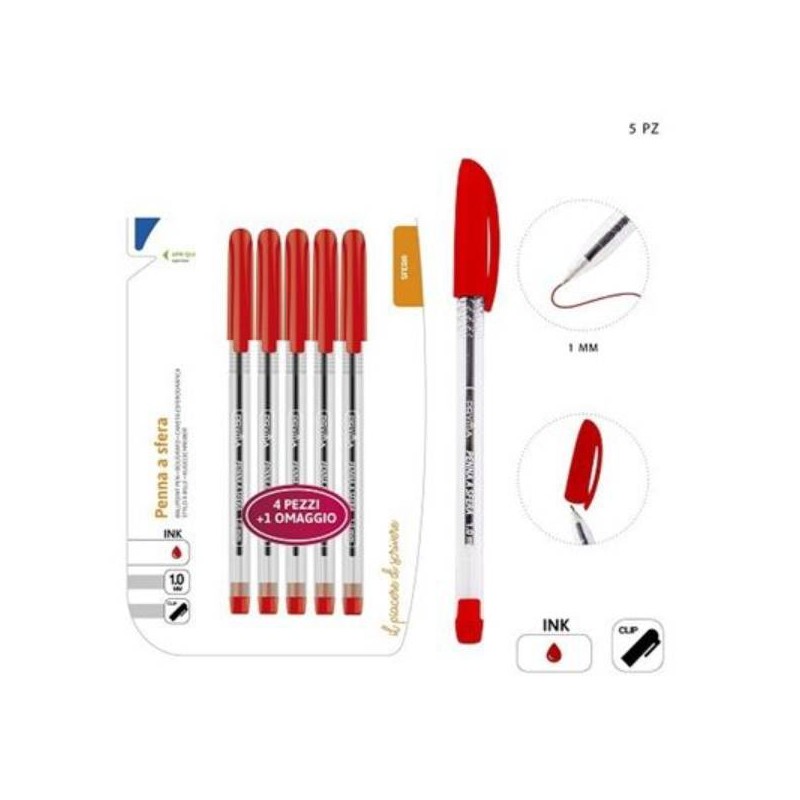PRYMA PENNA SFERA START 1MM 5PZ ROSSO BL