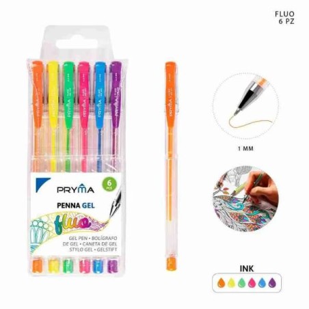 PRYMA PENNA GEL FLUO 0.8MM 6PZ BL.