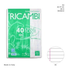 PIGNA RICAMBI A4 40FF 80G 0C BIANCO