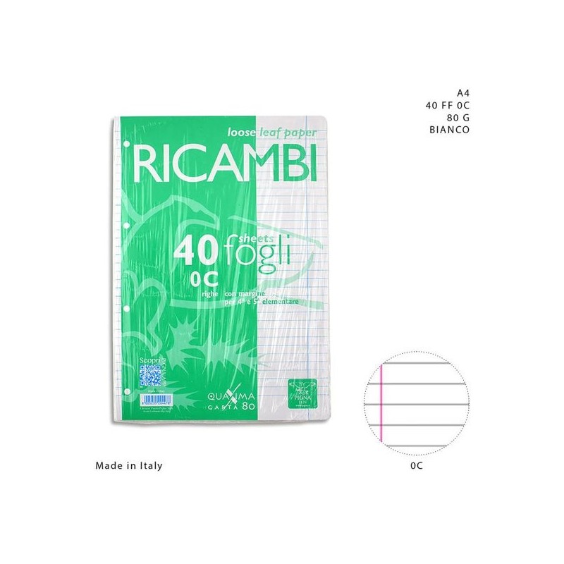 PIGNA RICAMBI A4 40FF 80G 0C BIANCO