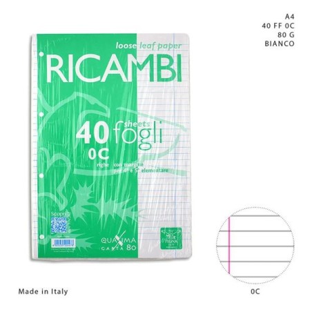 PIGNA RICAMBI A4 40FF 80G 0C BIANCO