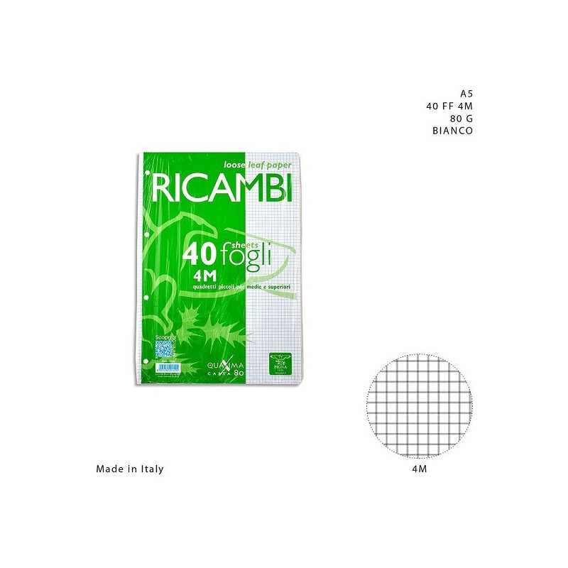 PIGNA RICAMBI A5 40FF 4M 80G BIANCO