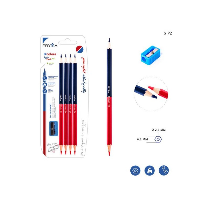 PRYMA MATITA BICOLORE FINE 4PZ +TEMPERINO