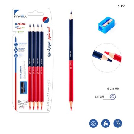 PRYMA MATITA BICOLORE FINE 4PZ +TEMPERINO