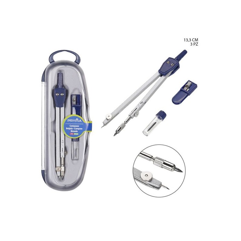 PRYMA COMPASSO 13.3CM+MINA+TEMPERINO BL.