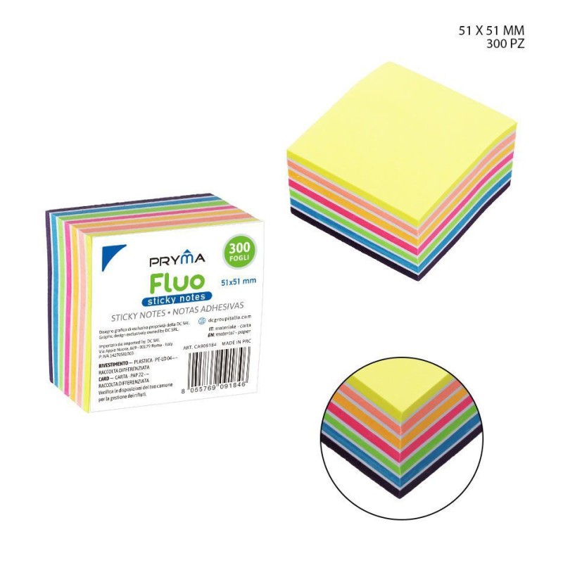 PRYMA STICKY NOTES 51X51MM 300FF FLUO