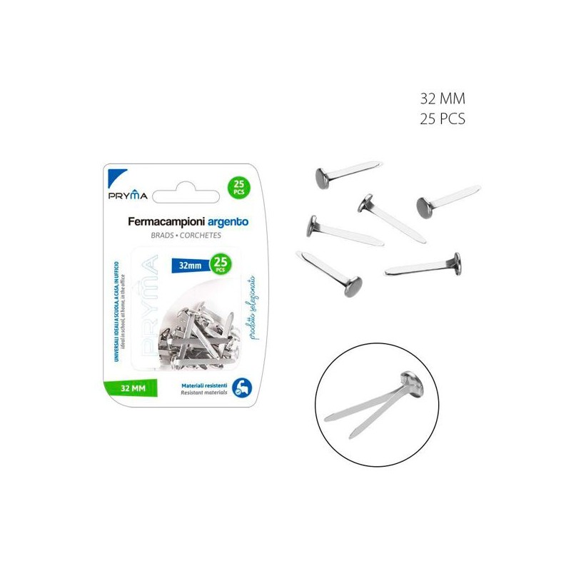 PRYMA FERMACAMPIONI 32MM 25PZ ARGENTO BL