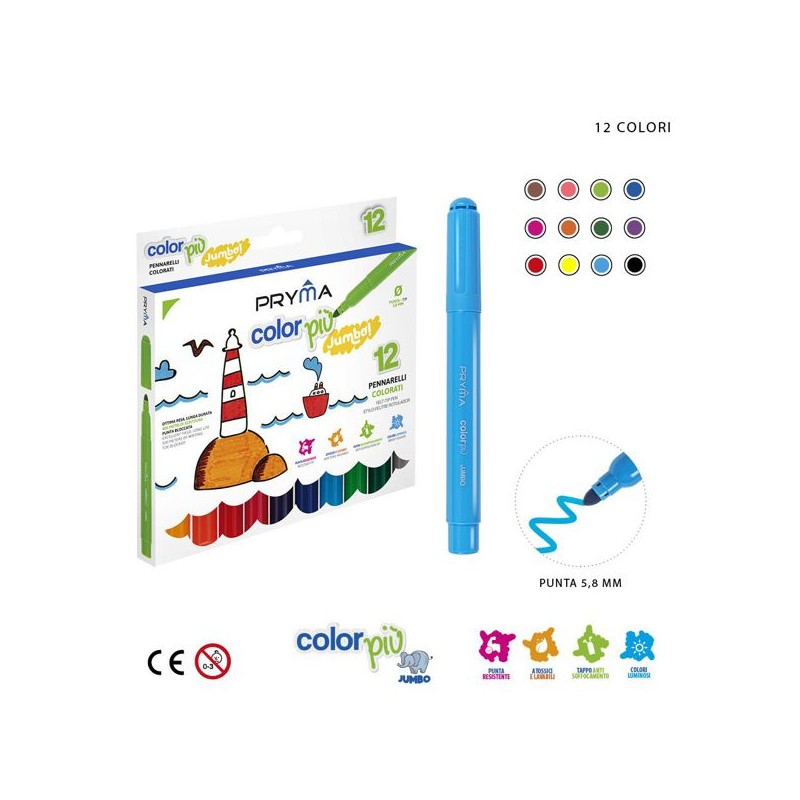 PRYMA PENNARELLI COLORPIU JUMBO 12PZ BL.