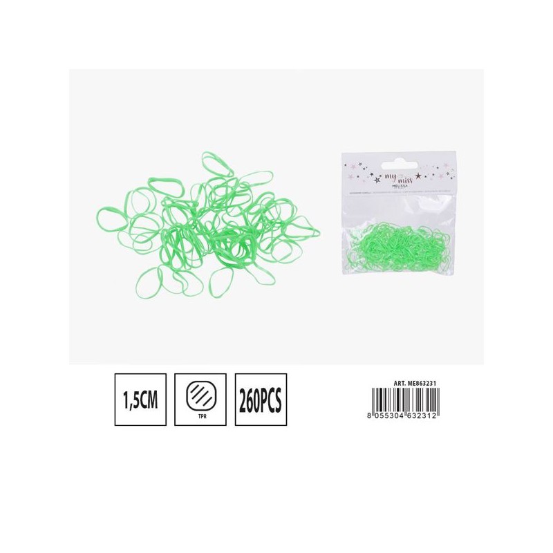 MELISSA ELASTICO CAPELLI 1.5CM 260PZ VERDE