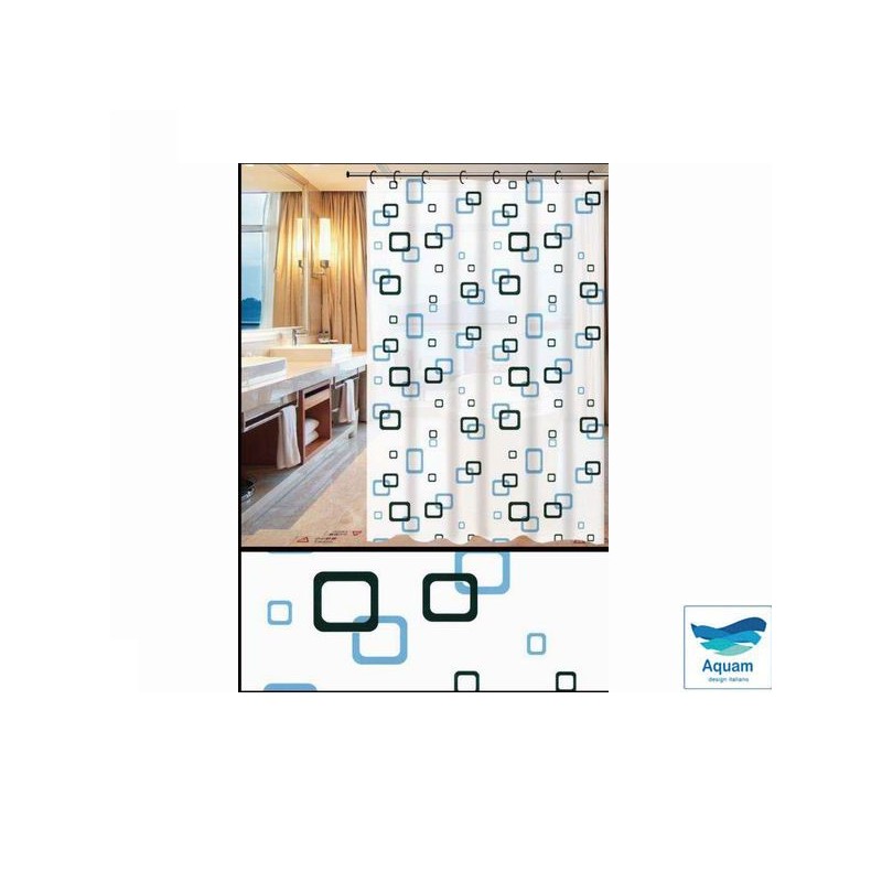 TENDA DOCCIA PEVA QUADRATI BLU 120X200CM