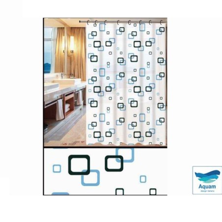 TENDA DOCCIA PEVA QUADRATI BLU 120X200CM