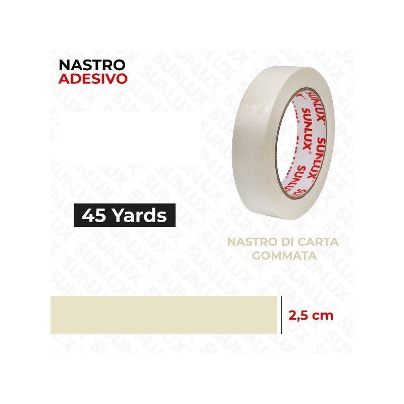 SUNLUX NASTRO ADESIVO CARTA GOMMATA 2.5CMX45YARDS