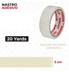 SUNLUX NASTRO ADESIVO CARTA GOMMATA 3CMX20YARDS