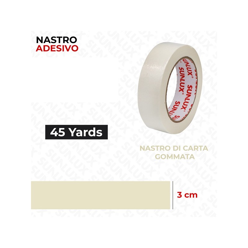 SUNLUX NASTRO ADESIVO CARTA GOMMATA 3CMX45YARDS