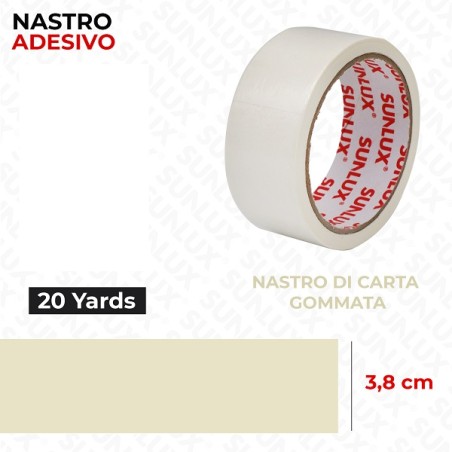 SUNLUX NASTRO ADESIVO CARTA GOMMATA 3,8CMX20YARDS