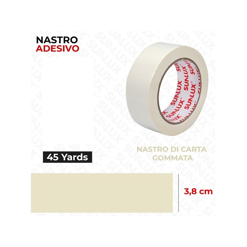 SUNLUX NASTRO ADESIVO CARTA GOMMATA 3,8CMX45YARDS