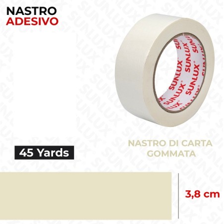 SUNLUX NASTRO ADESIVO CARTA GOMMATA 3,8CMX45YARDS