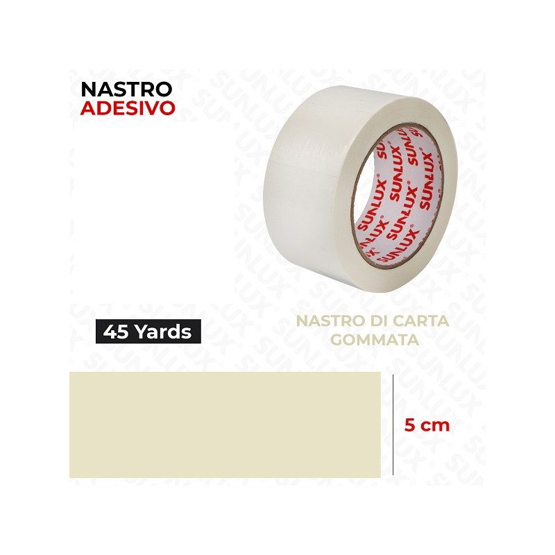 SUNLUX NASTRO ADESIVO CARTA GOMMATA 5CMX45YARDS