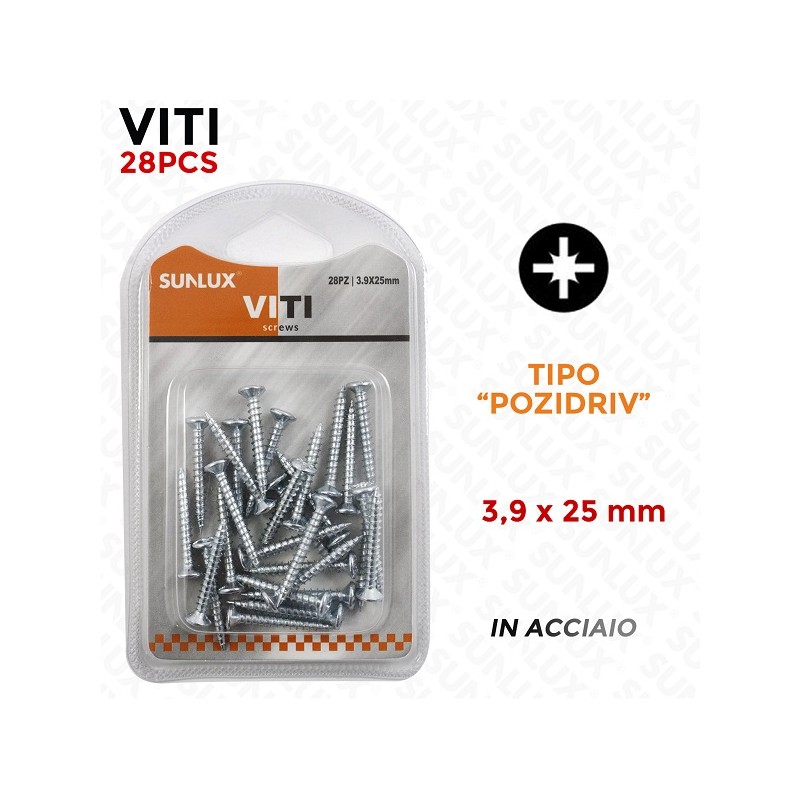 VITI IN ACCIAIO "POZIDRIV" 3,9X25MM 28PZ