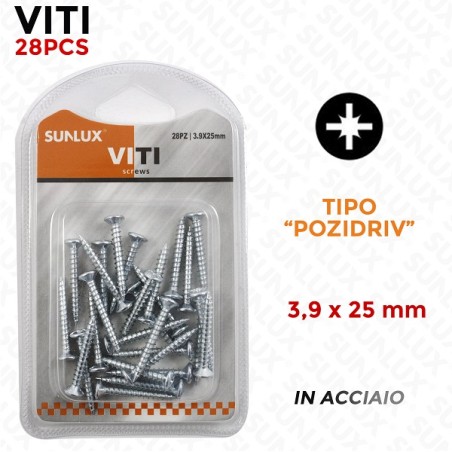 VITI IN ACCIAIO "POZIDRIV" 3,9X25MM 28PZ