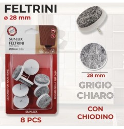 FELTRINI GRIGIO CHIARO CON CHIODINO 28MM 8PZ