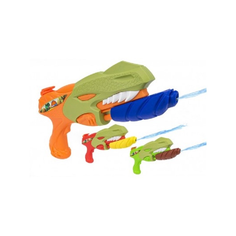 PISTOLA ACQUA POMPA DINOSAURO 28CM 3 COLORI ASS