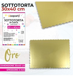 SOTTOTORTA IN CARTONE ORO RETTANGOLARE 30X40CM