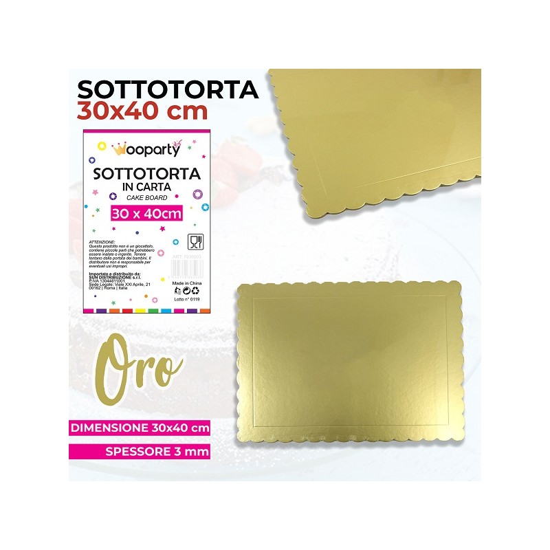 SOTTOTORTA IN CARTONE ORO RETTANGOLARE 30X40CM