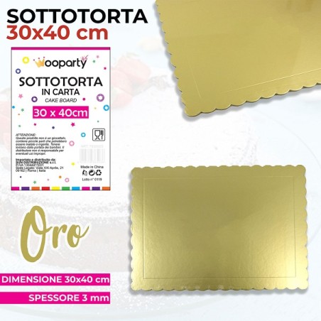 SOTTOTORTA IN CARTONE ORO RETTANGOLARE 30X40CM