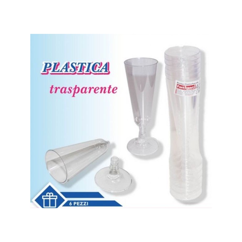 BICCHIERI PLAST.FLUTE 6 PZ TRASPARE