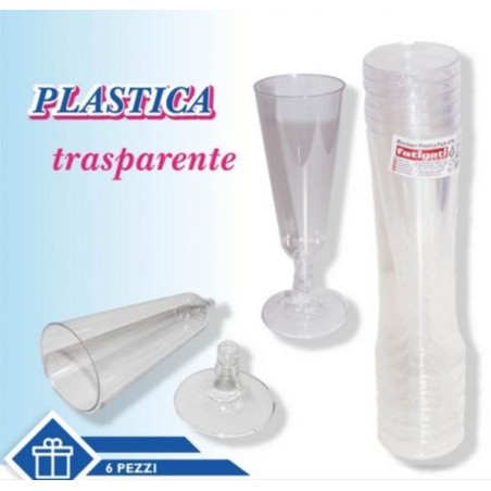 BICCHIERI PLAST.FLUTE 6 PZ TRASPARE