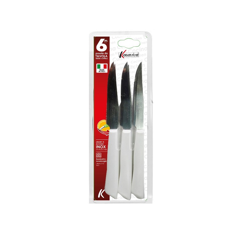 COLTELLI SET6 BISTECCA BIANCO CM.11