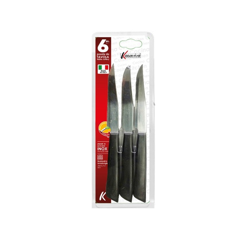 COLTELLI SET6 BISTECCA NERO CM.11