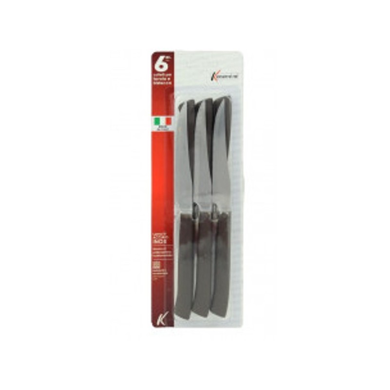 COLTELLI SET6 BISTECCA MARRONE CM.1 1