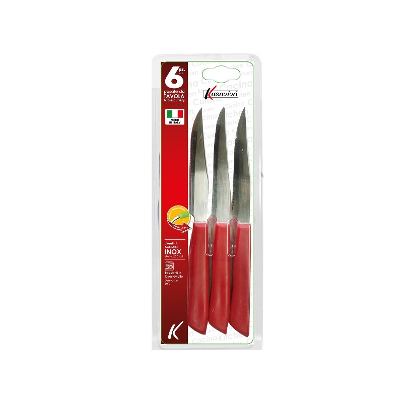 COLTELLI SET6 BISTECCA ROSSO CM.11