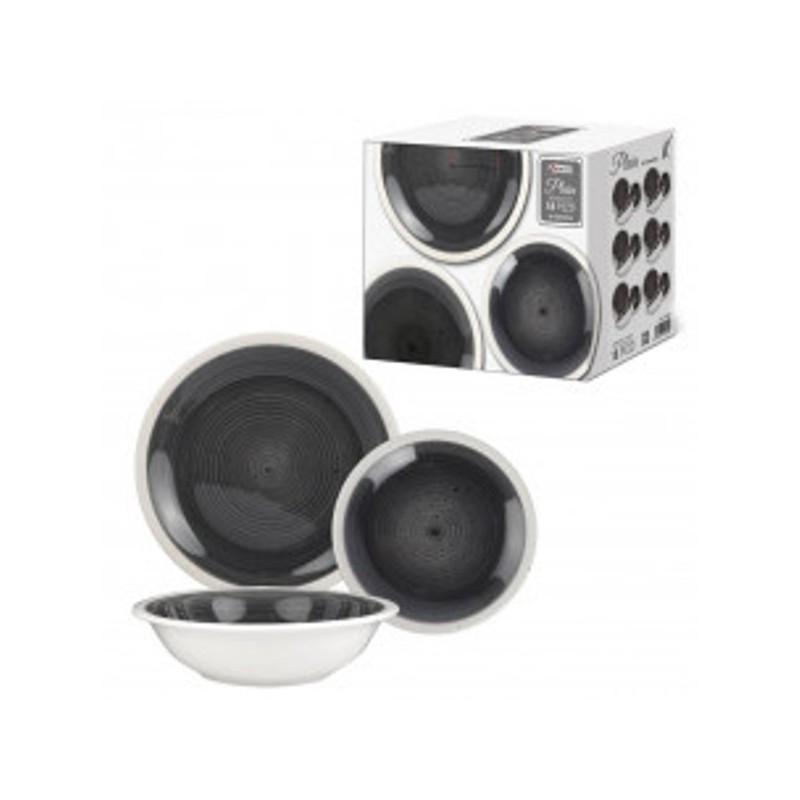 PLAIN SERVIZIO PIATTI 18 PZ NERO