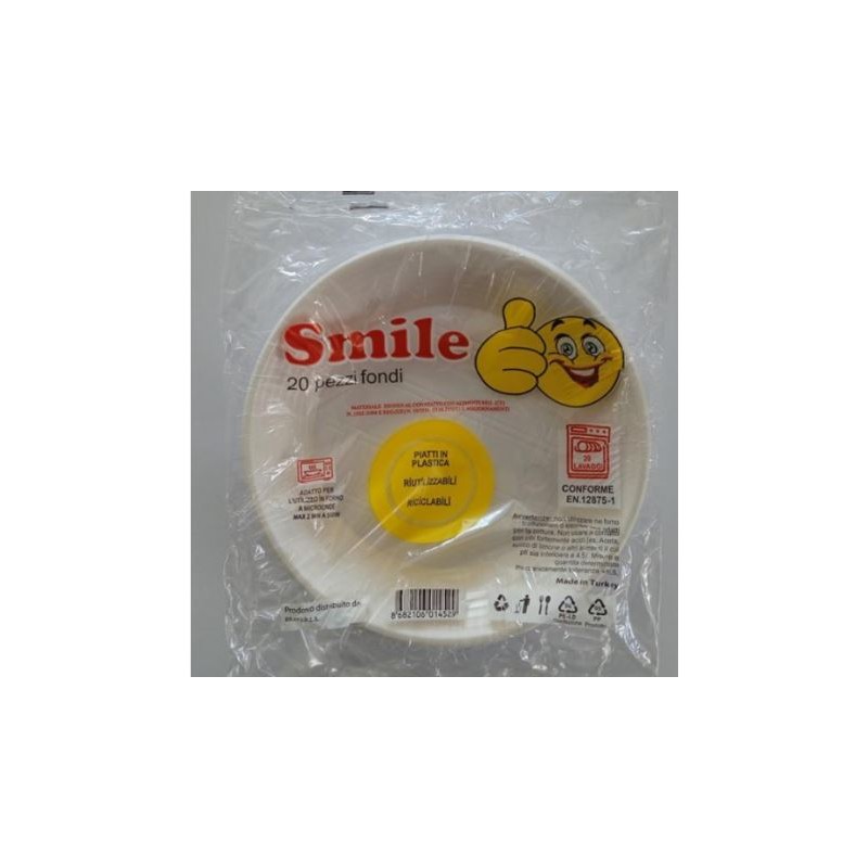 PIATTI FONDI SMILE 15PZ RIUTILIZZABILI