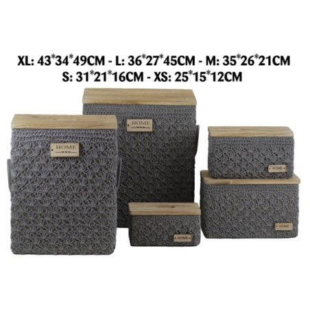 CONTENITORE RETTANGOLARE NATURE GREY FABRIC XS