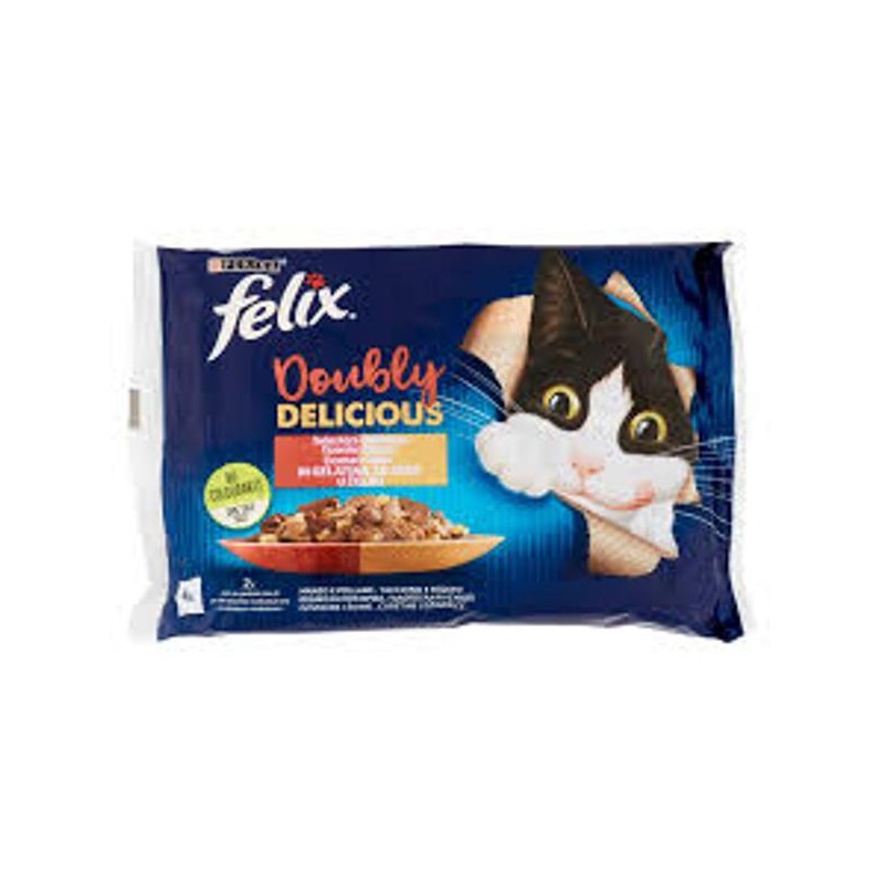 PURINA FELIX DOUBLY DELICIUS 4X85GR MANZ/TAC