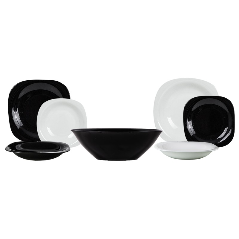 SERVIZIO PIATTI CARINE 19 PZ BIANCO E NERO