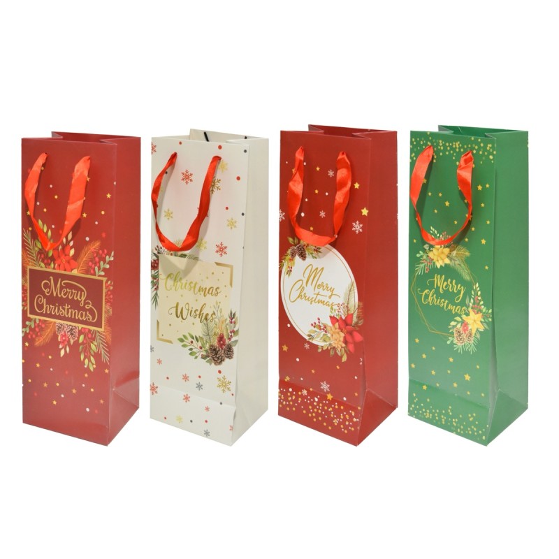 BUSTA CARTA BOTTIGLIA CM.12X36X11 NATALE