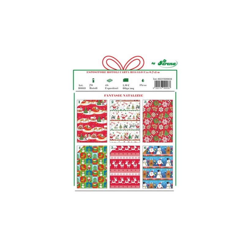 ROTOLO CARTA NATALIZIA 0,7 X 2 M ASS. BI