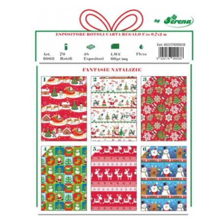 ROTOLO CARTA NATALIZIA 0,7 X 2 M ASS. BI